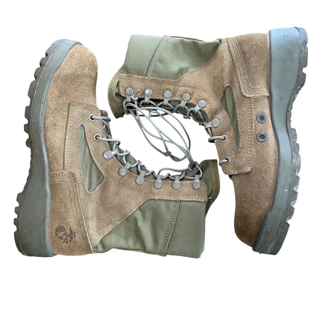 Belleville USMC Combat Boots Mens 6.0 R‎ Suede Nylon EGA Tactical Military Brown